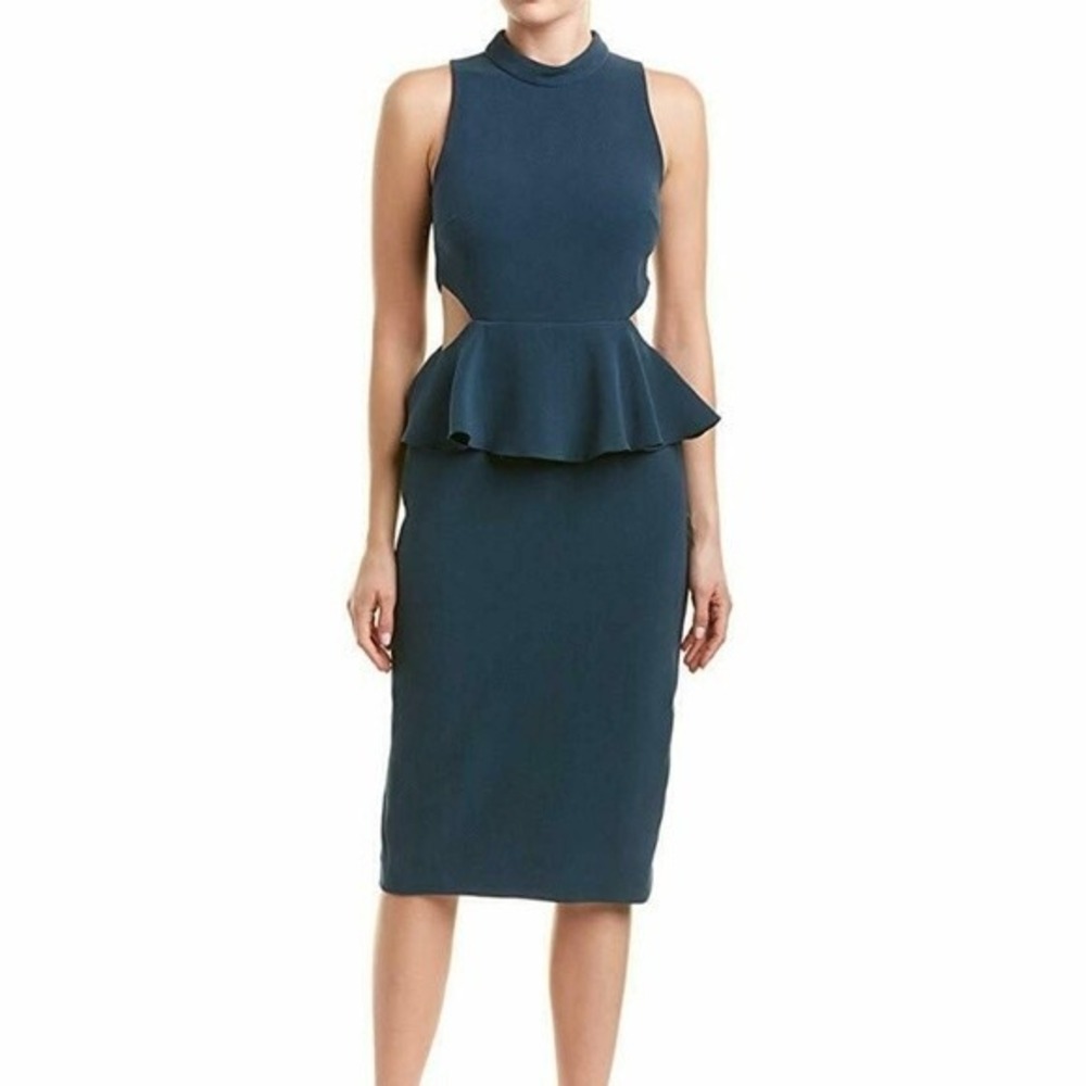 NWT | Rachel Zoe Forest Green Cut Out Peplum Karyn Sleeveless Dress 6 -$395